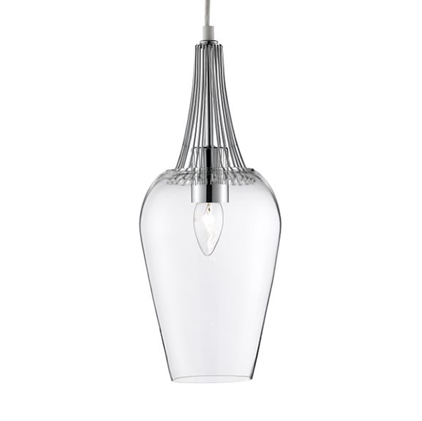 Pendelleuchte Whisk - Klarglas / Stahl - 1-flammig - Silber