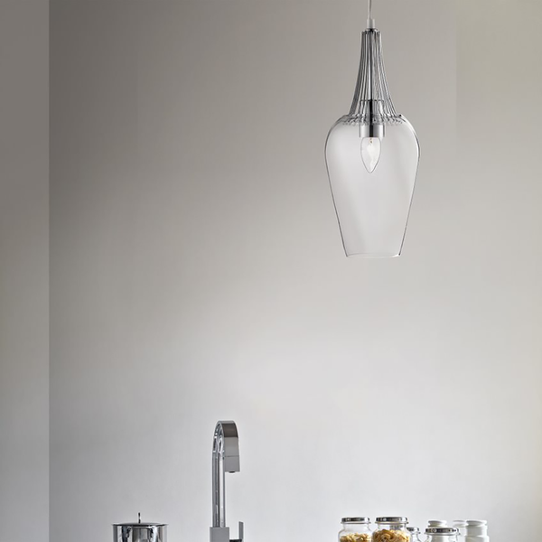 Pendelleuchte Whisk - Klarglas / Stahl - 1-flammig - Silber