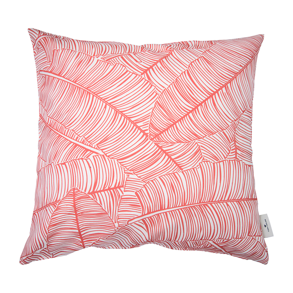 Kissenbezug Covered by Leaves - Mischgewebe - Weiß / Koralle