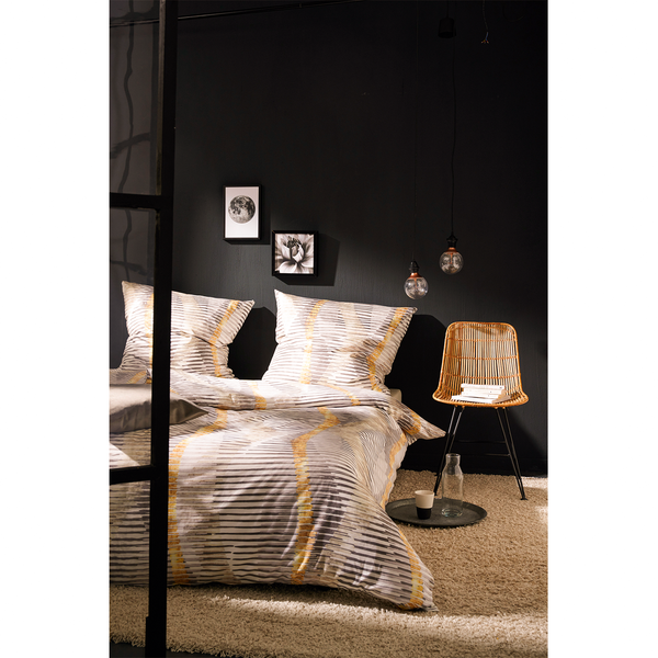 Kissenbezug Mika - Satin - Grau / Gold