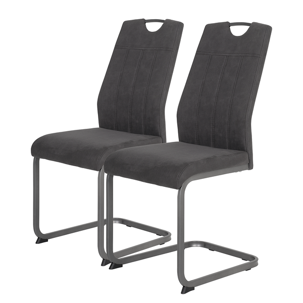 Freischwinger Cotulla - Microfaser / Metall - Schwarz - Anthrazit - 2er Set