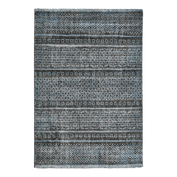 Kurzflorteppich San Fernando - Kunstfaser - Taubengrau / Schwarz - 67 x 140 cm