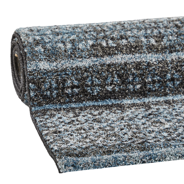 Kurzflorteppich San Fernando - Kunstfaser - Taubengrau / Schwarz - 67 x 140 cm