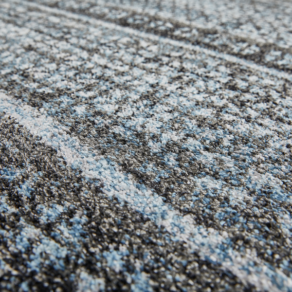 Kurzflorteppich San Fernando - Kunstfaser - Taubengrau / Schwarz - 67 x 140 cm