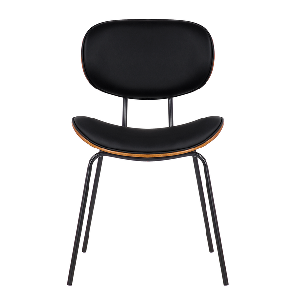 Esszimmerstuhl Hossa (2er-Set) - Kunstleder / Eisen - Schwarz / Walnuss