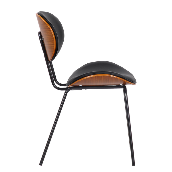 Esszimmerstuhl Hossa (2er-Set) - Kunstleder / Eisen - Schwarz / Walnuss