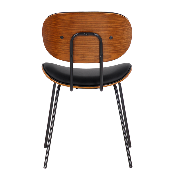 Esszimmerstuhl Hossa (2er-Set) - Kunstleder / Eisen - Schwarz / Walnuss