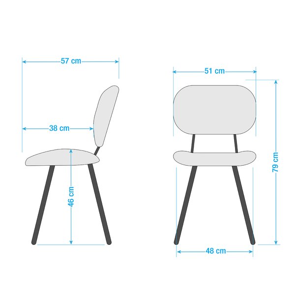 Esszimmerstuhl Hossa (2er-Set) - Kunstleder / Eisen - Schwarz / Walnuss