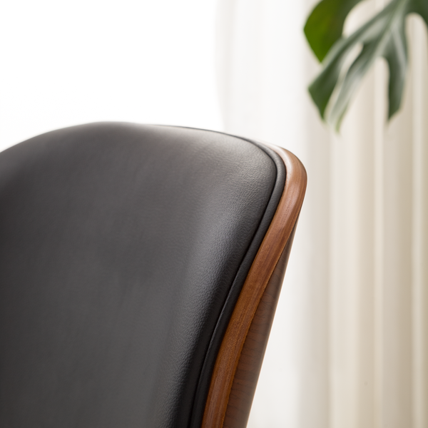 Esszimmerstuhl Hossa (2er-Set) - Kunstleder / Eisen - Schwarz / Walnuss