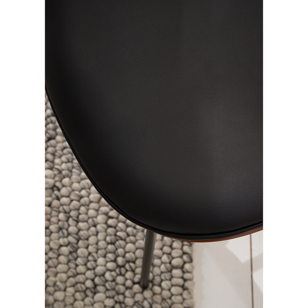 Esszimmerstuhl Hossa (2er-Set) - Kunstleder / Eisen - Schwarz / Walnuss