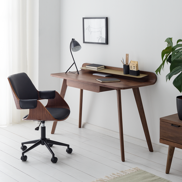 Bürostuhl Luumaki - Kunstleder - Schwarz / Walnuss