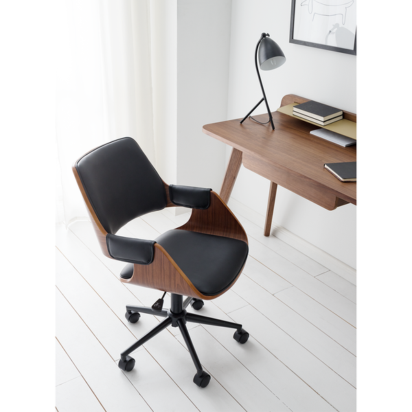 Bürostuhl Luumaki - Kunstleder - Schwarz / Walnuss