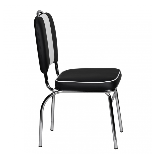 Esszimmerstuhl Eckero - Kunstleder / Metall - Chrom - Schwarz / Weiß