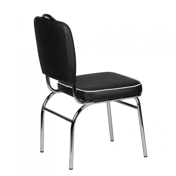 Esszimmerstuhl Eckero - Kunstleder / Metall - Chrom - Schwarz / Weiß