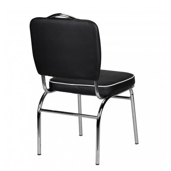 Esszimmerstuhl Eckero - Kunstleder / Metall - Chrom - Schwarz / Weiß