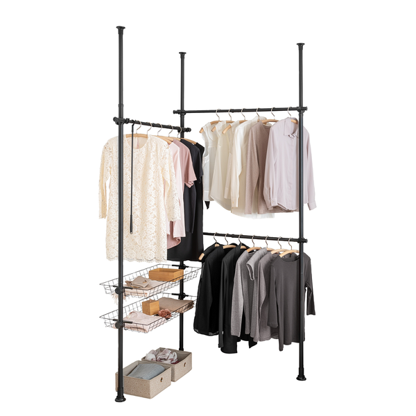 Teleskop-Garderobe Herkules Duo - Stahl - Schwarz