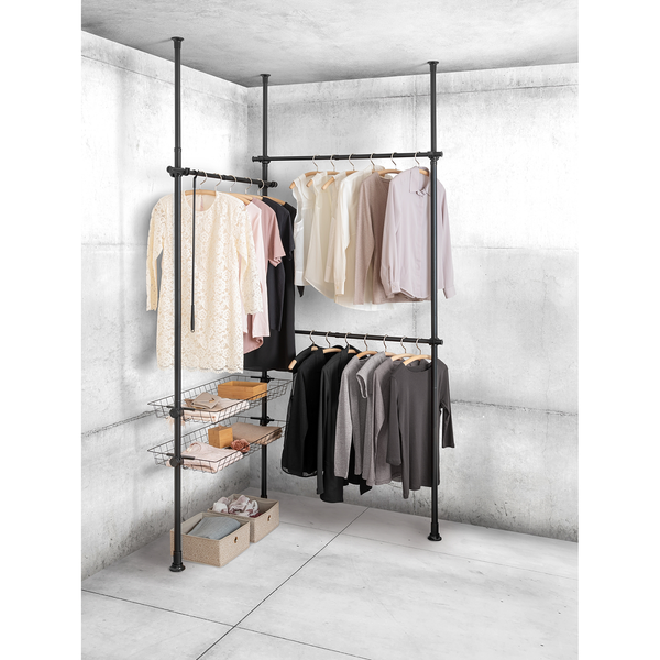 Teleskop-Garderobe Herkules Duo - Stahl - Schwarz