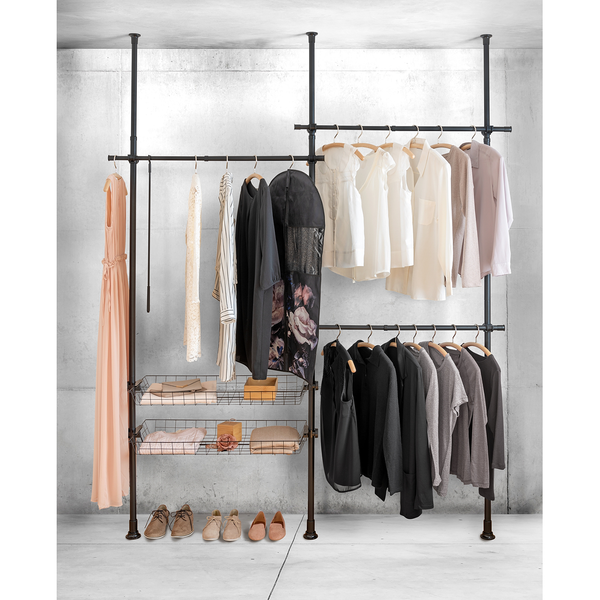Teleskop-Garderobe Herkules Duo - Stahl - Schwarz