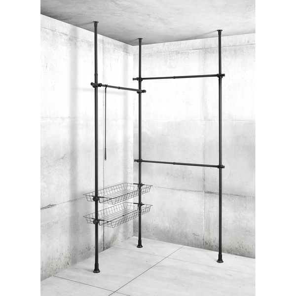 Teleskop-Garderobe Herkules Duo - Stahl - Schwarz