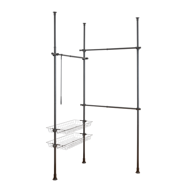 Teleskop-Garderobe Herkules Duo - Stahl - Schwarz