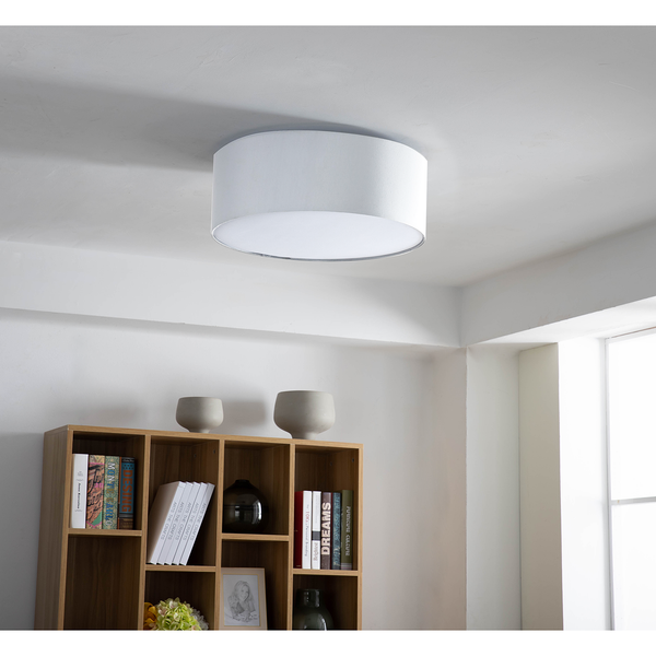 Deckenleuchte Summa - Baumwollstoff  / Eisen - 3-flammig - Weiß