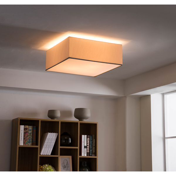 Deckenleuchte Borris - Baumwollstoff  / Eisen - 3-flammig - Grau