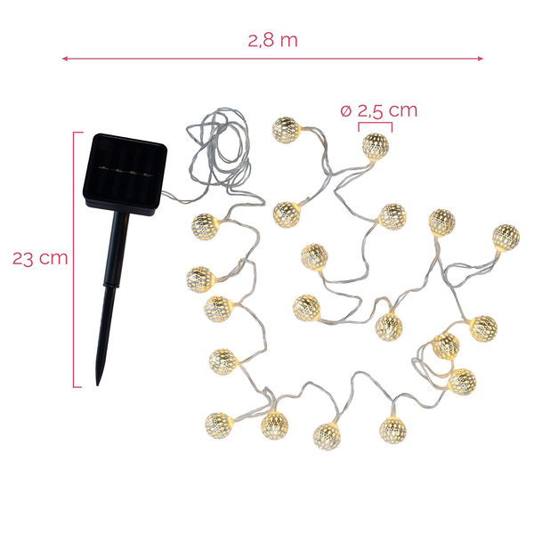Solar-Lichterkette Sunshine Glamour - Silikon / Aluminium - 20-flammig
