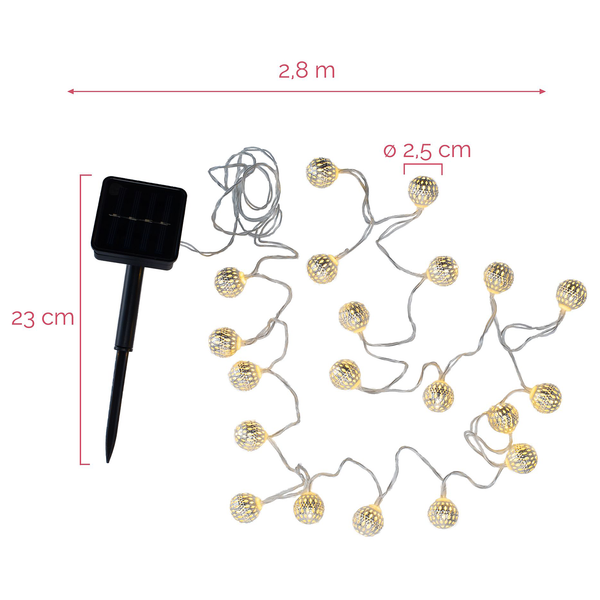 Solar-Lichterkette Sunshine Glamour - Silikon / Aluminium - 20-flammig