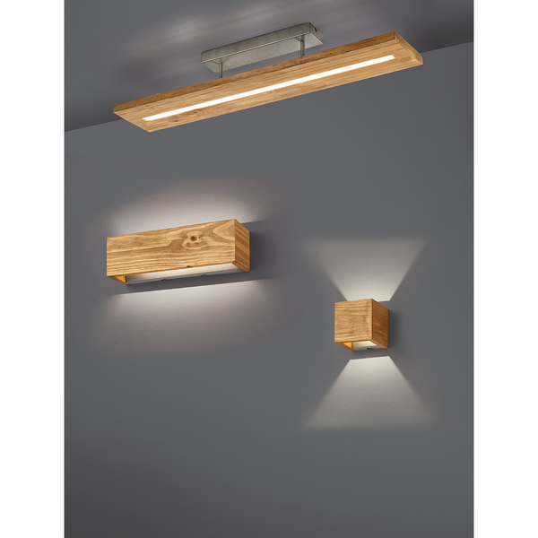 LED-Deckenleuchte Brad - Pinie teilmassiv / Aluminium - 1-flammig