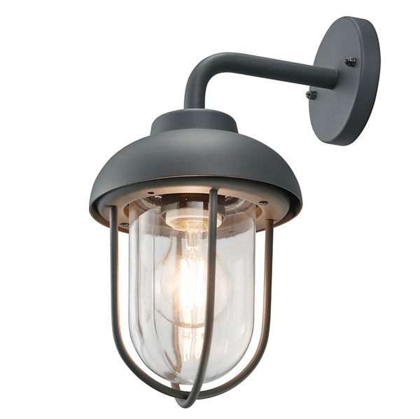 Wandleuchte Duero - Klarglas / Aluminium - 1-flammig - Anthrazit