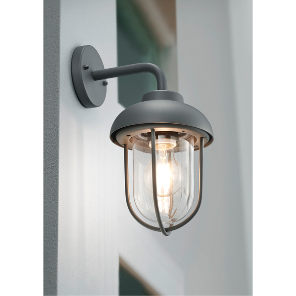 Wandleuchte Duero - Klarglas / Aluminium - 1-flammig - Anthrazit