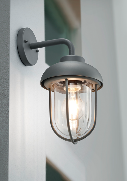 Wandleuchte Duero - Klarglas / Aluminium - 1-flammig - Anthrazit