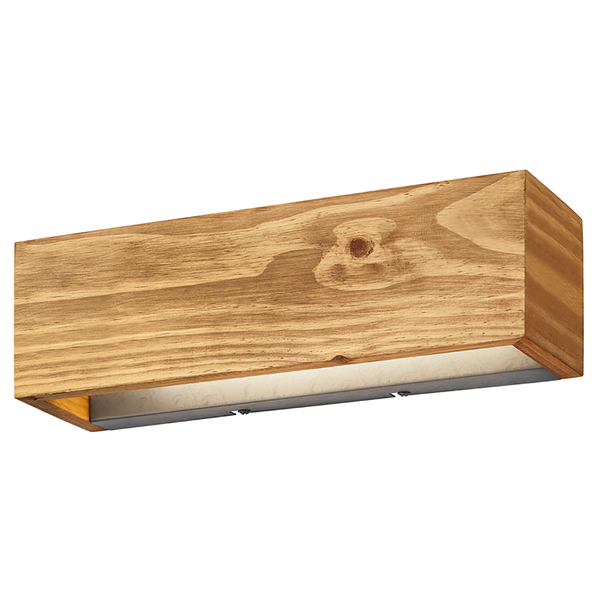 LED-Wandleuchte Brad II - Pinie teilmassiv / Aluminium - 1-flammig