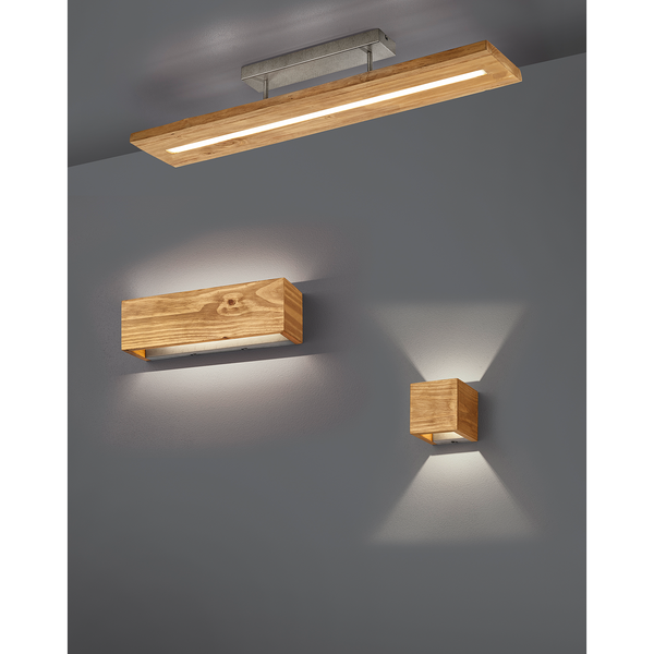 LED-Wandleuchte Brad II - Pinie teilmassiv / Aluminium - 1-flammig