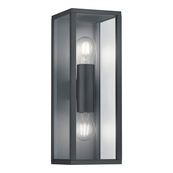Wandleuchte Garonne - Klarglas / Aluminium - 2-flammig - Grau