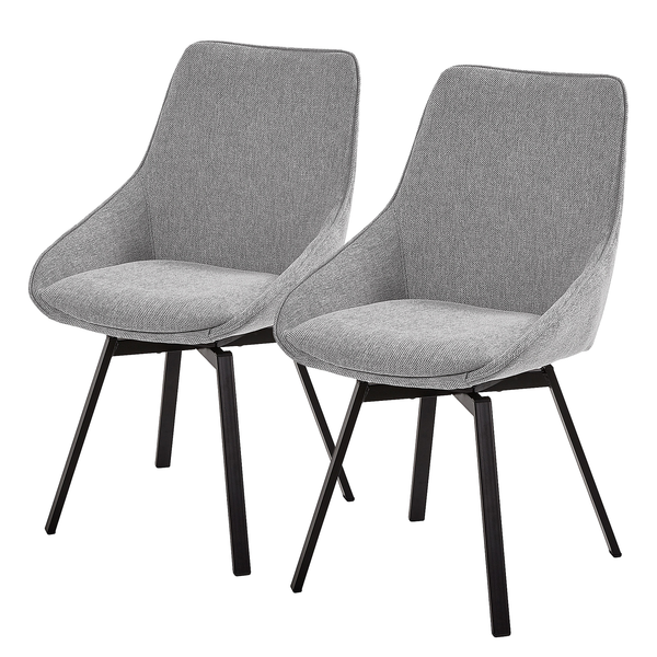 Polsterstuhl Hadley (2er-Set) - Webstoff / Stahl - Schwarz - Grau