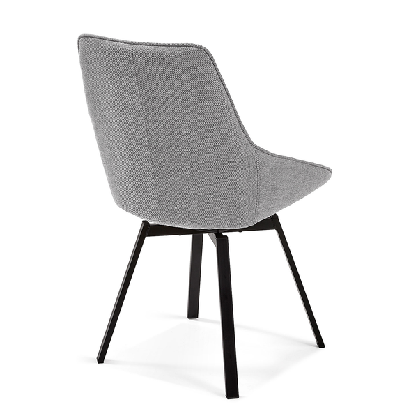 Polsterstuhl Hadley (2er-Set) - Webstoff / Stahl - Schwarz - Grau