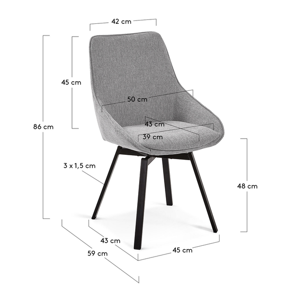 Polsterstuhl Hadley (2er-Set) - Webstoff / Stahl - Schwarz - Grau