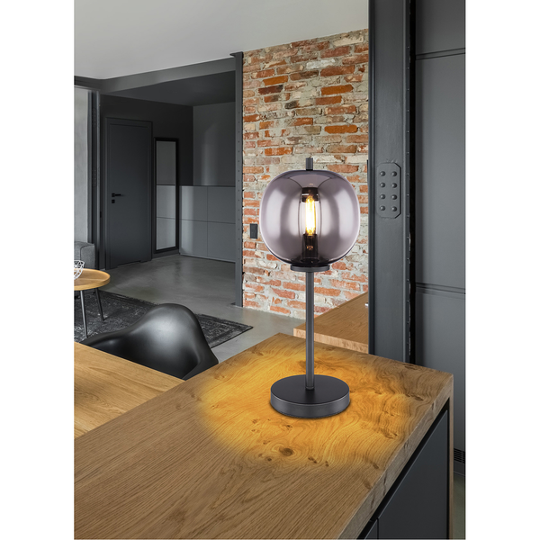 Tischleuchte Blacky - Rauchglas / Eisen - 1-flammig