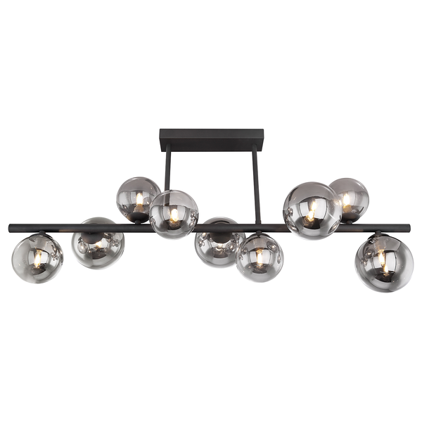 LED-Deckenleuchte Riha - Rauchglas / Eisen - 9-flammig