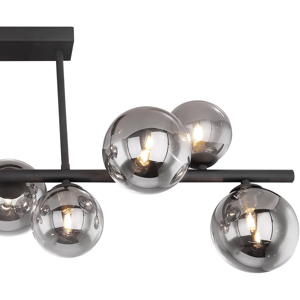 LED-Deckenleuchte Riha - Rauchglas / Eisen - 9-flammig