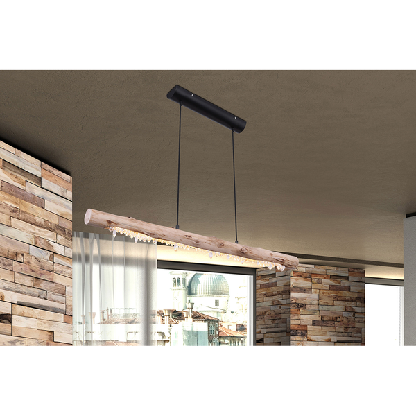 LED-Pendelleuchte Felicitas - Eukalyptus massiv / Eisen - 1-flammig