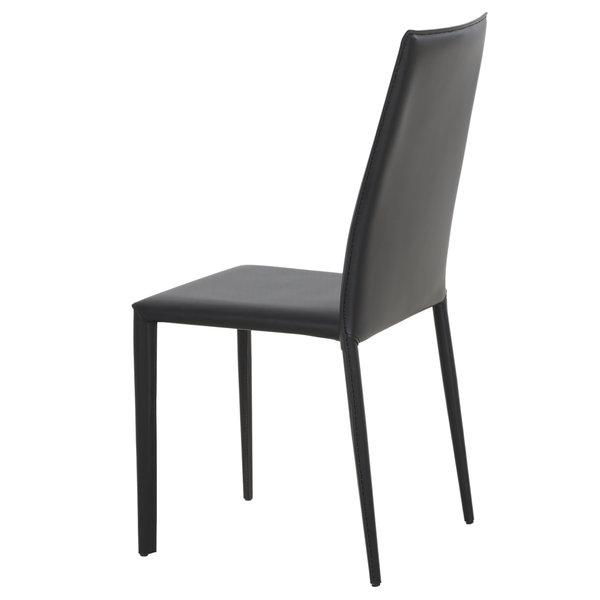Esszimmerstuhl Portola (2er-Set) - Recyceltes Leder / Eisen - Schwarz