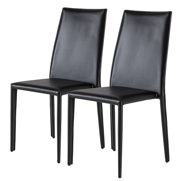 Esszimmerstuhl Portola (2er-Set) - Recyceltes Leder / Eisen - Schwarz