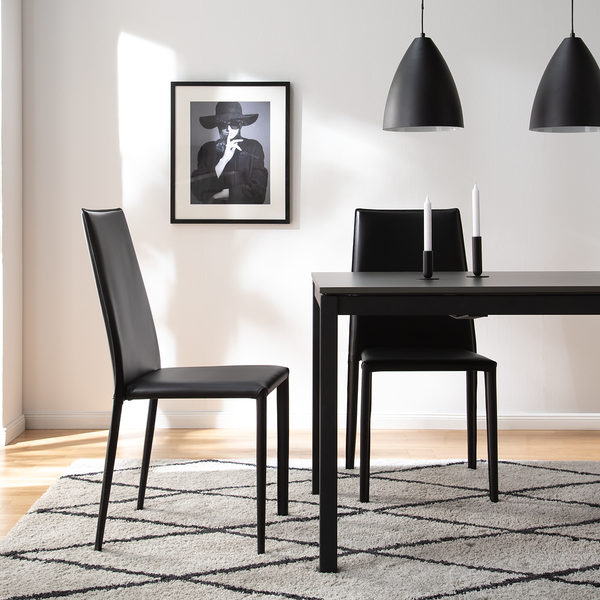 Esszimmerstuhl Portola (2er-Set) - Recyceltes Leder / Eisen - Schwarz