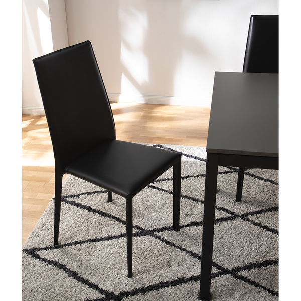 Esszimmerstuhl Portola (2er-Set) - Recyceltes Leder / Eisen - Schwarz