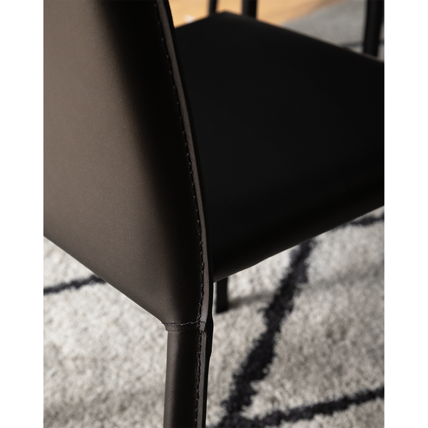 Esszimmerstuhl Portola (2er-Set) - Recyceltes Leder / Eisen - Schwarz
