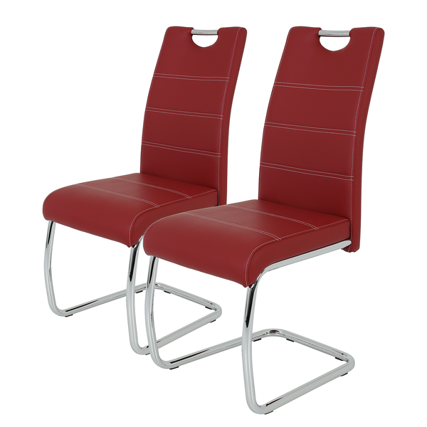 Freischwinger La Paz - Kunstleder / Metall - Chrom - Rot - 2er Set