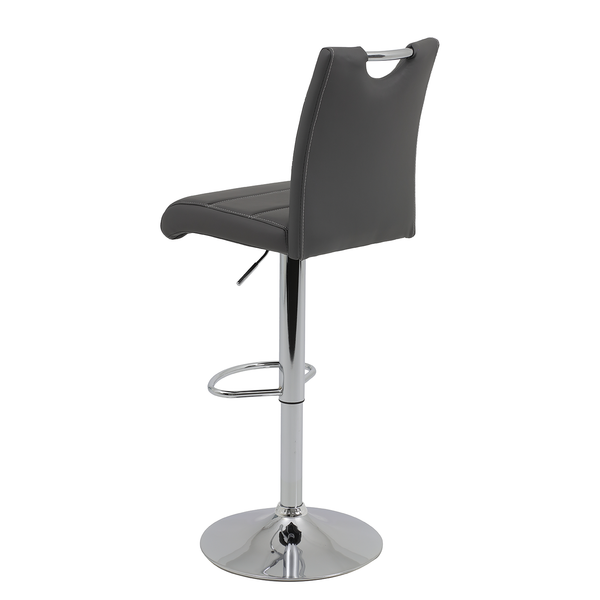 Barstuhl Malte (2er-Set) - Kunstleder / Metall - Chrom - Dunkelgrau