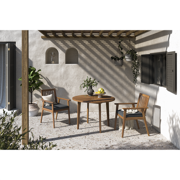Gartenstuhl FYLKE 2er-Set - Akazie massiv / Polyester - Braun / Grau